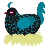 A sable and sea chicken with a speckle pattern