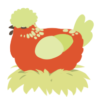 A vermilion and lemon chicken with a neck-speckle pattern