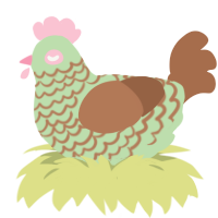 Matcha Roll, a gluppy and brown chicken with a lace pattern