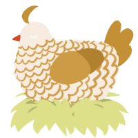 A cream and gold chicken with a lace pattern