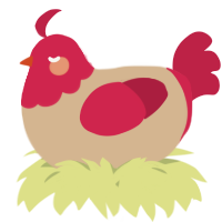 A beige and crimson chicken with a head pattern
