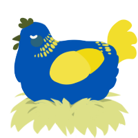A ultramarine and yellow chicken with a neck-band pattern