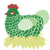 A viridian and gluppy chicken with a lace pattern