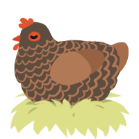 A bark and brown chicken with a lace pattern