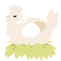 A cream chicken with a neck-speckle pattern