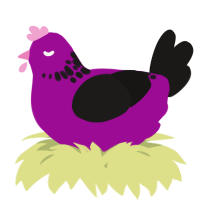 A plum and sable chicken with a neck-speckle pattern