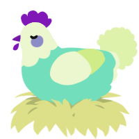 A mint and apple chicken with a head pattern