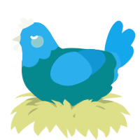 A teal and sky chicken with a head pattern