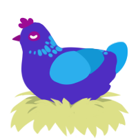 (unnamed), a indigo and sky chicken with a neck-speckle pattern