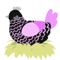 A black and lavender chicken with a lace pattern
