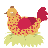 A honey and crimson chicken with a speckle pattern