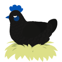 A sable and black chicken with a lace pattern