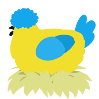 A yellow and sky chicken