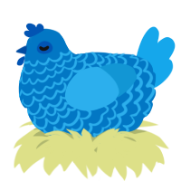 A sapphire and sky chicken with a lace pattern