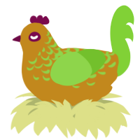 A ochre and grass chicken with a half-lace pattern