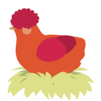 A vermilion and crimson chicken