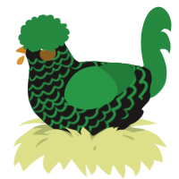 A sable and viridian chicken with a lace pattern