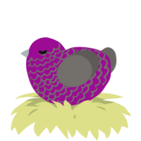 A plum and grey chicken with a lace pattern