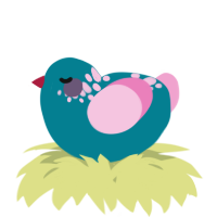 A sea and pink chicken with a neck-speckle pattern