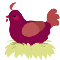 A maroon and red chicken