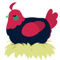 A tumblr and crimson chicken with a head pattern