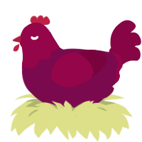 A wine and maroon chicken with a head pattern