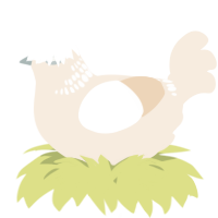 A cream chicken with a neck-band pattern