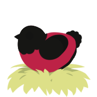 A crimson and black chicken with a head pattern