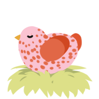 A rose and vermilion chicken with a speckle pattern
