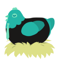 Hatsune Miku, a sable and turquoise chicken with a head pattern