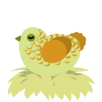 A lemon and ochre chicken with a half-lace pattern