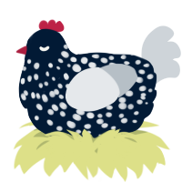 A tumblr and mist chicken with a speckle pattern