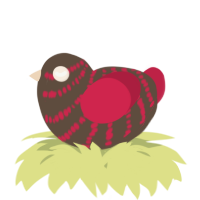 A bark and crimson chicken with a bar pattern