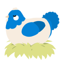 A cream and sapphire chicken with a head pattern