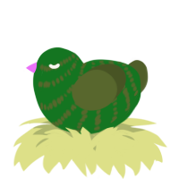A leaf and olive chicken with a bar pattern