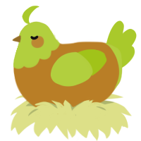 Frogs, a orange and lime chicken with a head pattern
