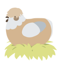 A beige and mist chicken with a head pattern