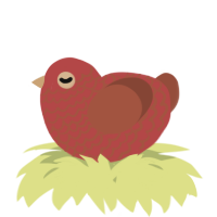 A red and russet chicken with a lace pattern