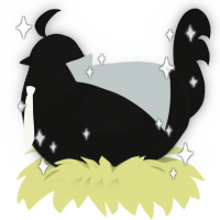 A black chicken with a head pattern