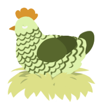 A apple and olive chicken with a lace pattern