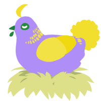 A lilac and yellow chicken with a neck-band pattern