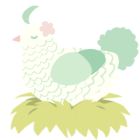 Blossom, a white and mint chicken with a lace pattern