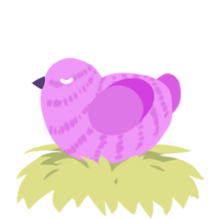 A lavender and orchid chicken with a bar pattern