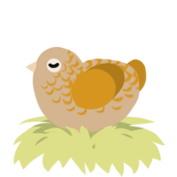 A beige and ochre chicken with a half-lace pattern