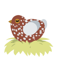 A russet and mist chicken with a speckle pattern