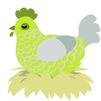 A lime and silver chicken with a lace pattern