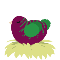 A wine and viridian chicken with a half-bar pattern