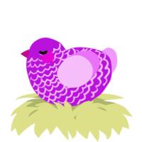 A amethyst and lavender chicken with a lace pattern