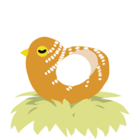 A orange and cream chicken with a half-bar pattern