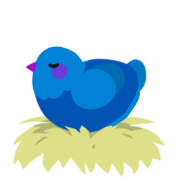 A ultramarine and sapphire chicken with a head pattern